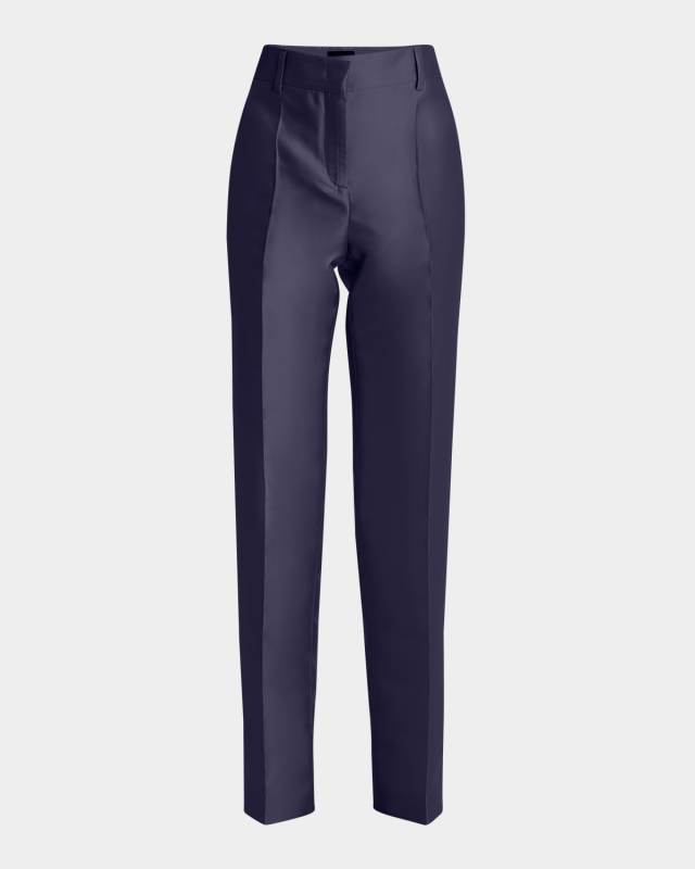 Satin Straight-Leg Ankle Trousers